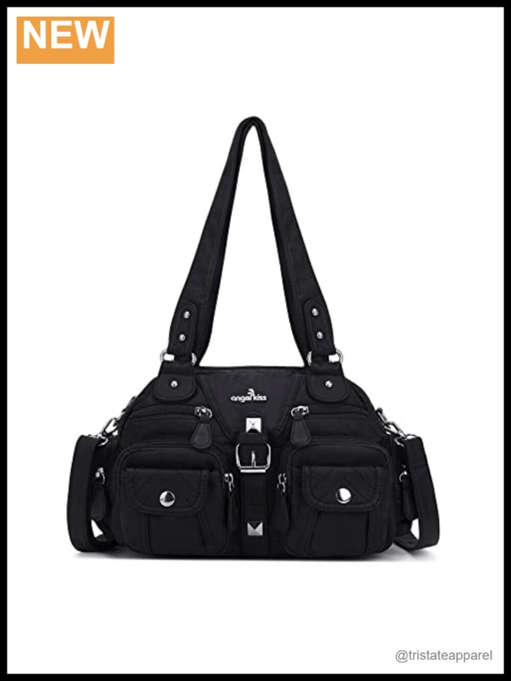 Washed PU Leather Hobo Crossbody Bag Multi-Pocket Removable Strap